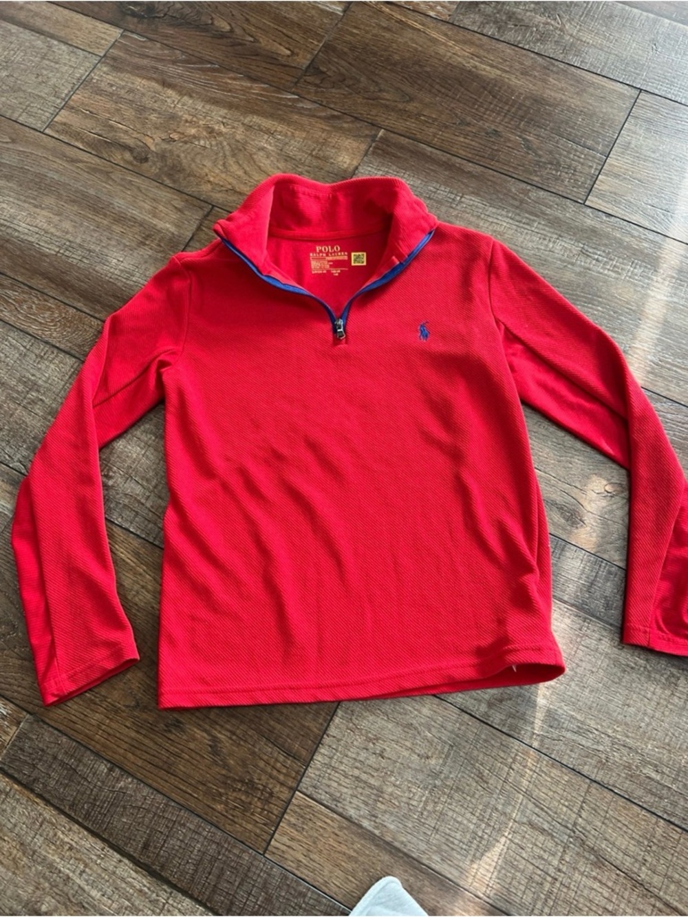 Polo by Ralph Lauren Kids Red Half-Zip Sweatshirt with Blue Logo